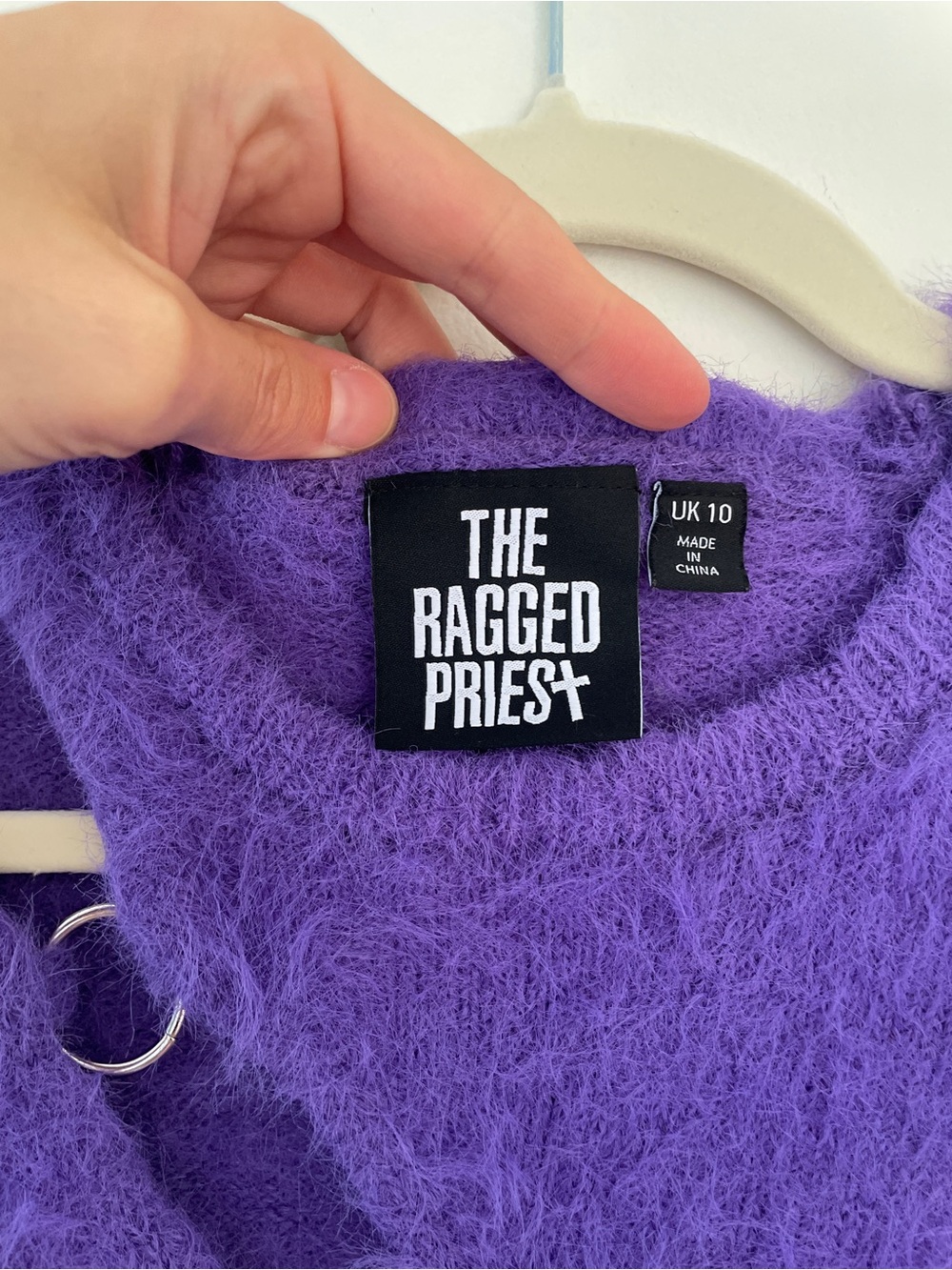 The Ragged Priest Sweater Cut Out O Ring Rave Cyber Punk Concert Fuzzy Cropped 6 - Picture 2 of 9